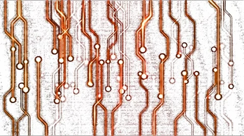 Abstract Technology Circuit Background - Loop Orange Stock Footage 64655356
