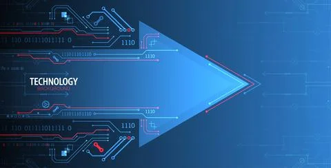 Abstract technology circuit board. Communication concept. Arrow theme. Illustrazione stock