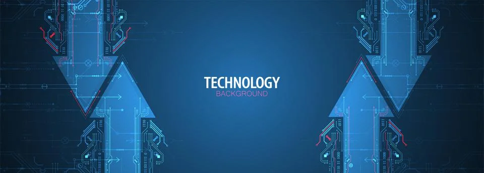 Abstract technology circuit board. Communication concept. Arrow theme. Illustrazione stock