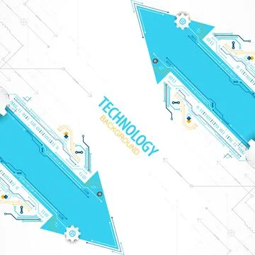 Abstract technology circuit board. Communication concept. Arrow theme. Stock Illustration