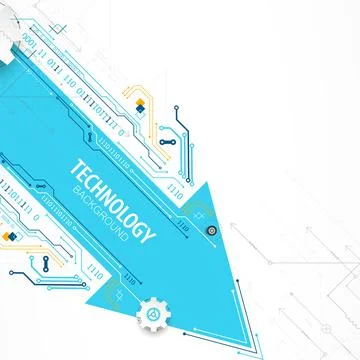 Abstract technology circuit board. Communication concept. Arrow theme. Illustrazione stock