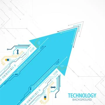 Abstract technology circuit board. Communication concept. Arrow theme. Stock Illustration