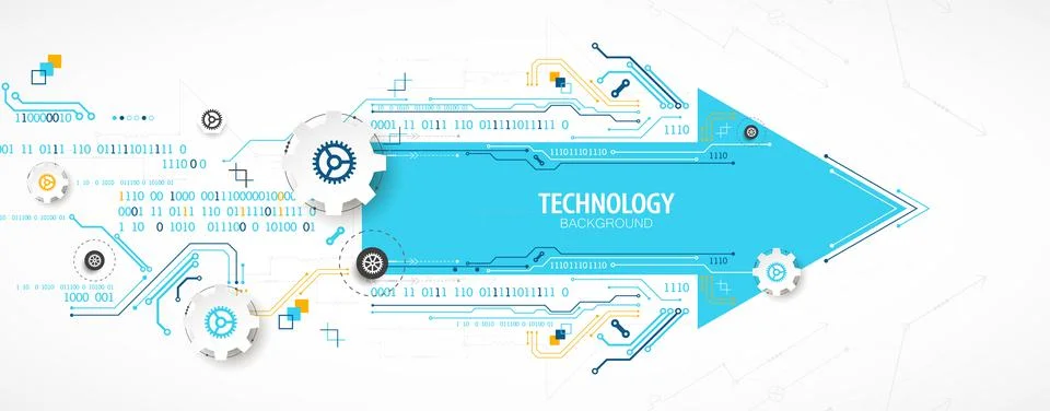 Abstract technology circuit board. Communication concept. Arrow theme. Stock Illustration