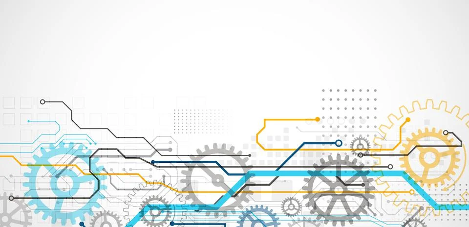 Abstract technology cogwheel concept. Circuit board, high computer color back Stock Illustration