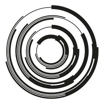 Abstract technology concentric circles design black and white 库存插图