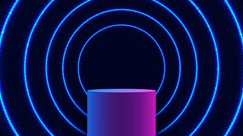 Abstract technology concept 3D realistic empty neon colors podium Stock Illustration