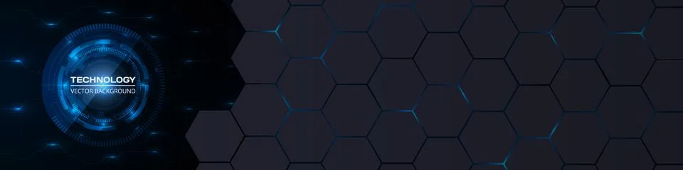 Abstract technology concept background with circuit board and hexagon grid. Stock Illustration