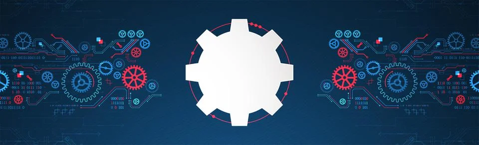 Abstract technology concept. Background with various cogwheels. Vector illust Stock Illustration