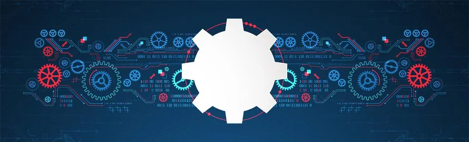 Abstract technology concept. Background with various cogwheels. Vector illust Stock Illustration
