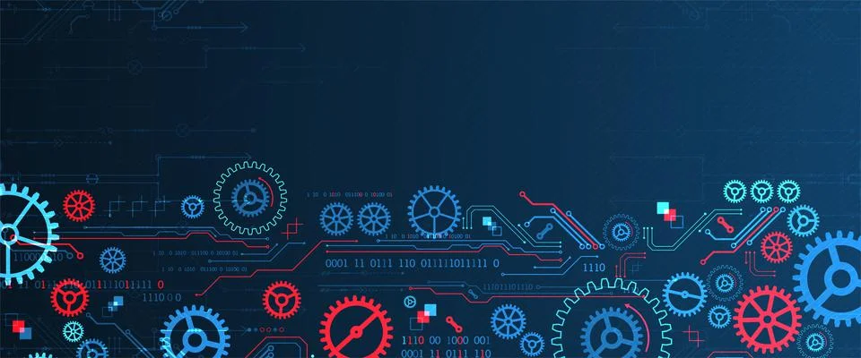 Abstract technology concept. Background with various cogwheels. Vector illust Illustrazione stock
