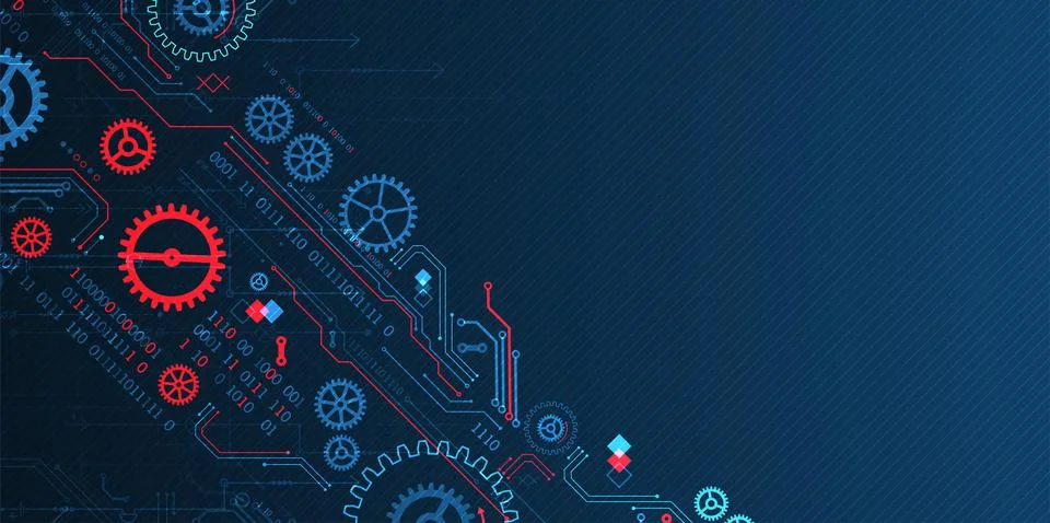 Abstract technology concept. Background with various cogwheels. Vector illust Illustrazione stock