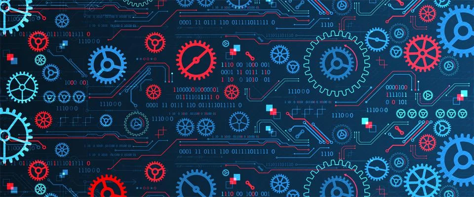 Abstract technology concept. Background with various cogwheels. Vector illust Stock Illustration