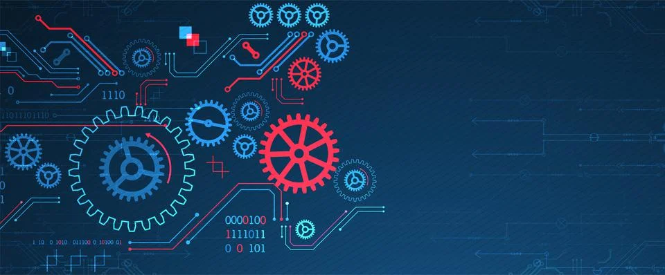 Abstract technology concept. Background with various cogwheels. Vector illust Illustrazione stock