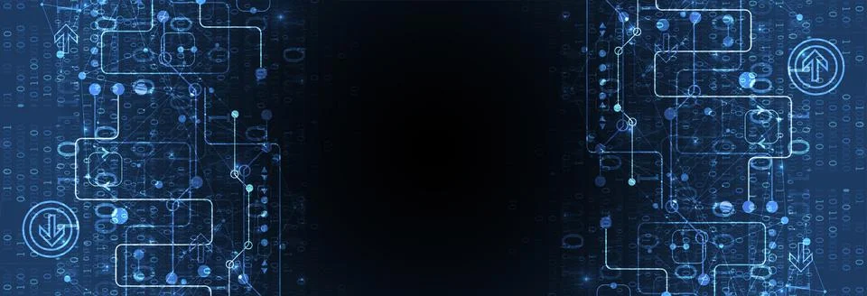 Abstract technology concept with binary code . Circuit board, high computer c Stock Illustration