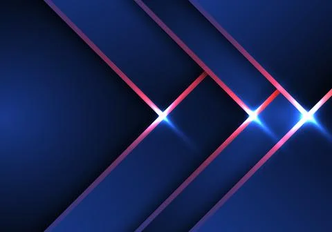 Abstract technology concept blue and red arrow stripes pattern background wit Stock Illustration