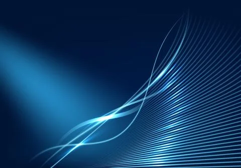 Abstract technology concept blue glowing lines elements on dark blue backgrou イラスト素材