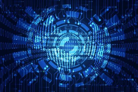 Abstract technology concept circle digital link binary on hi tech blue Stock Illustration