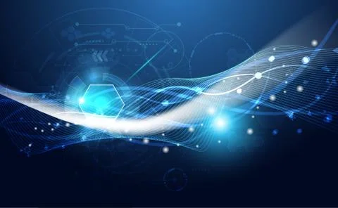 Abstract technology concept circle interface Wave flow Science connection fut Иллюстрация