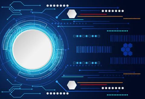 Abstract technology concept circle white gray digital on hi tech blue Иллюстрация