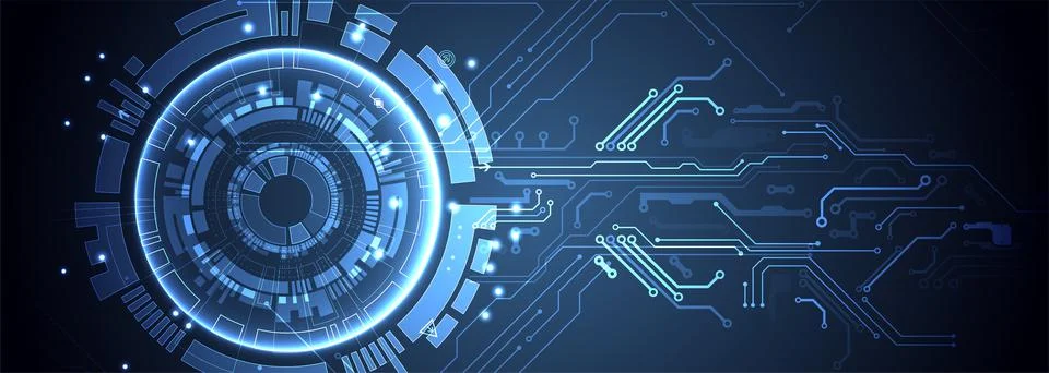 Abstract technology concept. Circuit board, high computer color background. V Stock Illustration