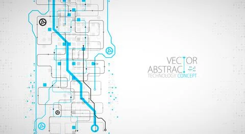 Abstract technology concept. Circuit board, high computer color background. V Stock Illustration