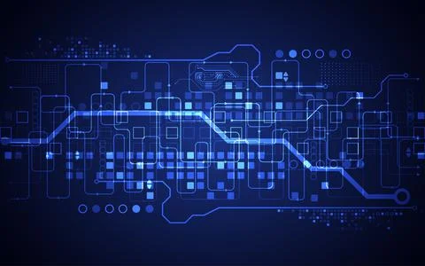 Abstract technology concept. Circuit board, high computer color background. V Illustrazione stock