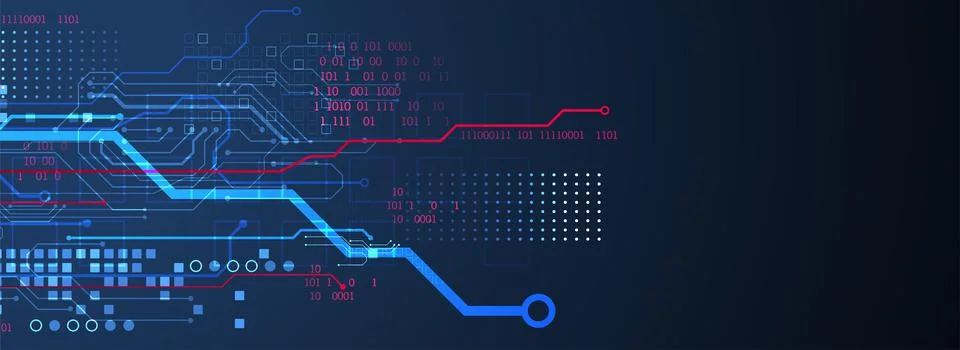 Abstract technology concept. Circuit board, high computer color background. V Illustrazione stock