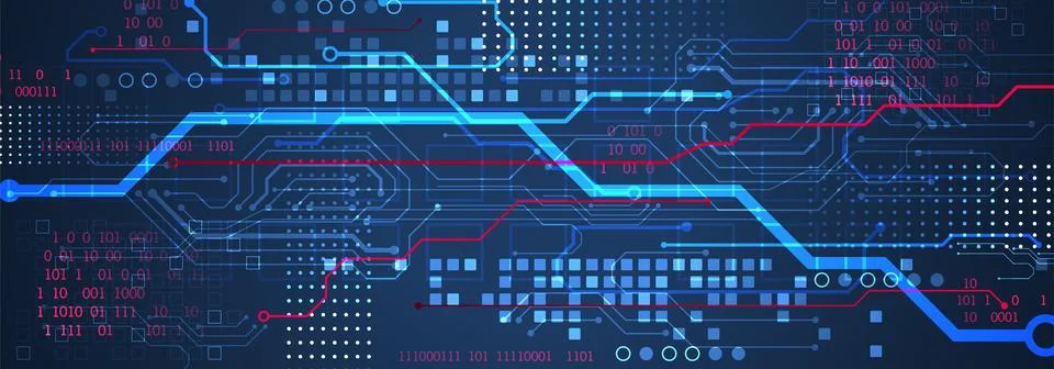 Abstract technology concept. Circuit board, high computer color background. V Illustrazione stock