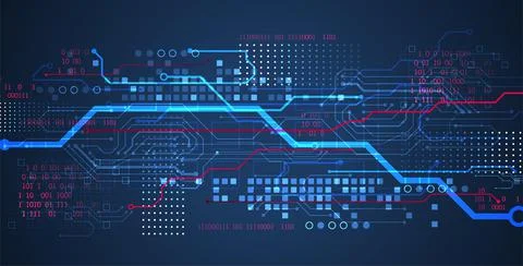 Abstract technology concept. Circuit board, high computer color background. V Illustrazione stock