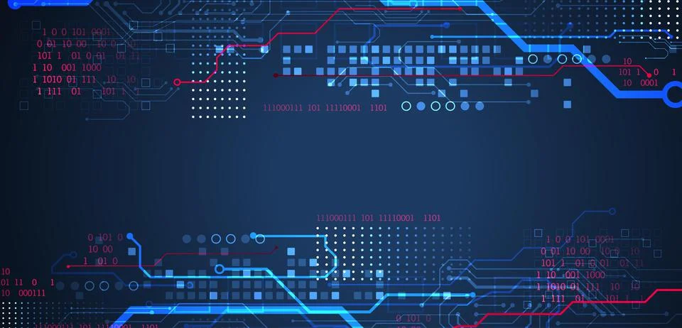 Abstract technology concept. Circuit board, high computer color background. V Stock Illustration