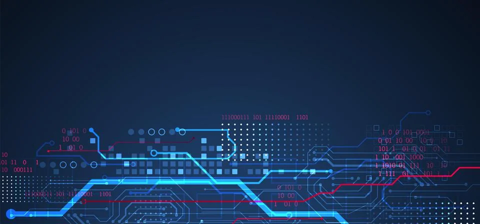 Abstract technology concept. Circuit board, high computer color background. V Stock Illustration