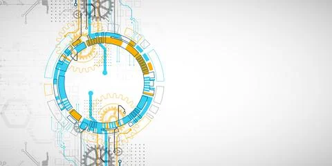 Abstract technology concept. Circuit board, high computer color background. V Stock Illustration