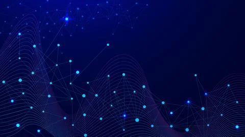 Abstract technology concept with connected polygon plexus Illustrazione stock