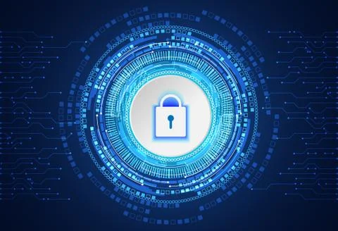 Abstract technology concept cyber security padlock circle white gray digital 스톡 일러스트