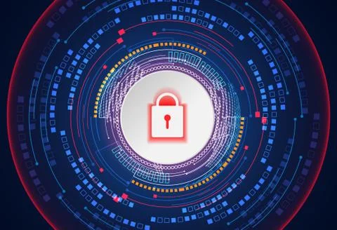 Abstract technology concept cyber security padlock circle white gray digital イラスト素材