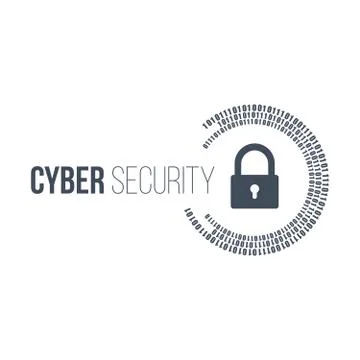 Abstract technology concept cyber security with lock and digital binary circles 스톡 일러스트