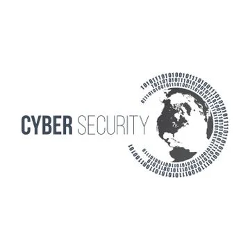 Abstract technology concept cyber security with circle world and digital binary Stock Illustration