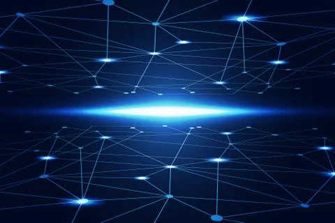 Abstract technology concept digital link on hi tech blue background Illustrazione stock