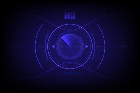 Abstract Technology concept Digital realistic radar screen and targets Illustrazione stock