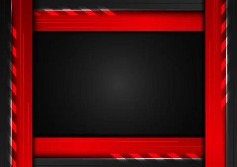 Abstract technology concept geometric black and red frame with lighting on da Stock Illustration