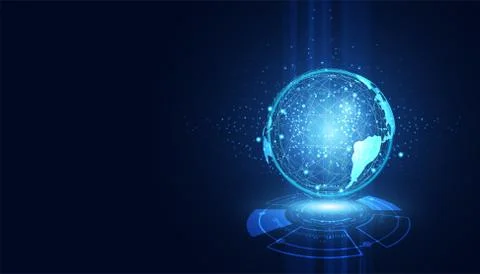 Abstract technology concept global circle connection futuristic earth.vector  Stock Illustration