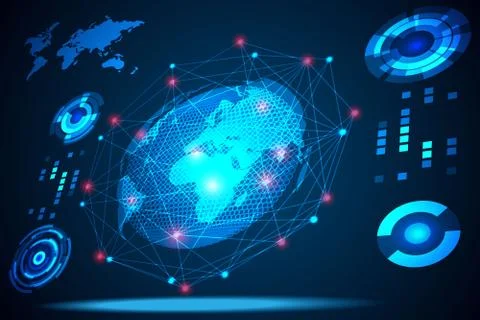 Abstract technology concept global network connection futuristic earth イラスト素材