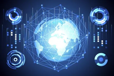 Abstract technology concept global network connection futuristic earth globe  Иллюстрация
