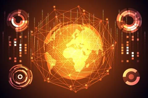 Abstract technology concept global network connection futuristic earth globe  Иллюстрация