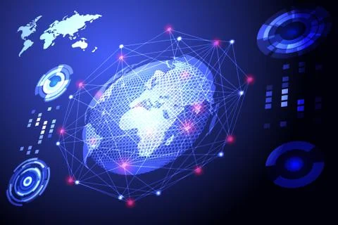 Abstract technology concept global network connection futuristic earth globe  Illustrazione stock