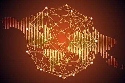 Abstract technology concept global network connection futuristic earth globe  Иллюстрация