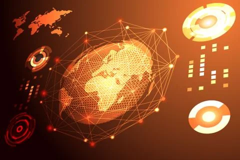Abstract technology concept global network connection futuristic earth globe  Illustrazione stock