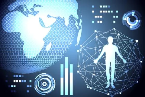 Abstract technology concept global network connection futuristic earth globe  Иллюстрация
