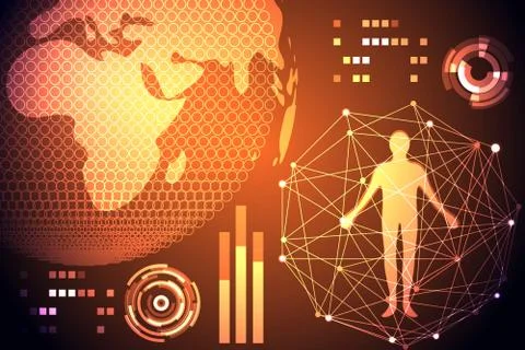 Abstract technology concept global network connection futuristic earth globe  Illustrazione stock