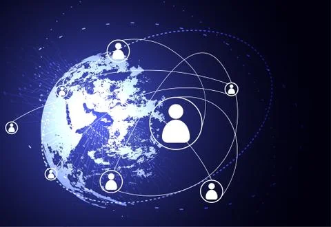 Abstract technology concept global network connection world and digital link  Illustrazione stock